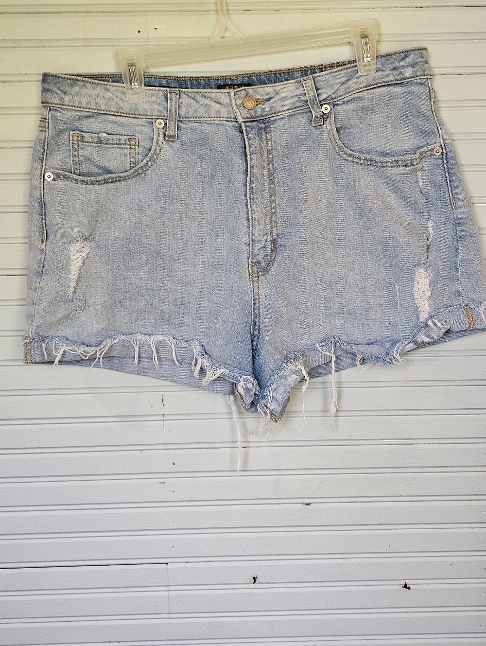 Wild Fable Super High Rise Rolled Cuffed Light Wash Blue Denim Shorts Size 14